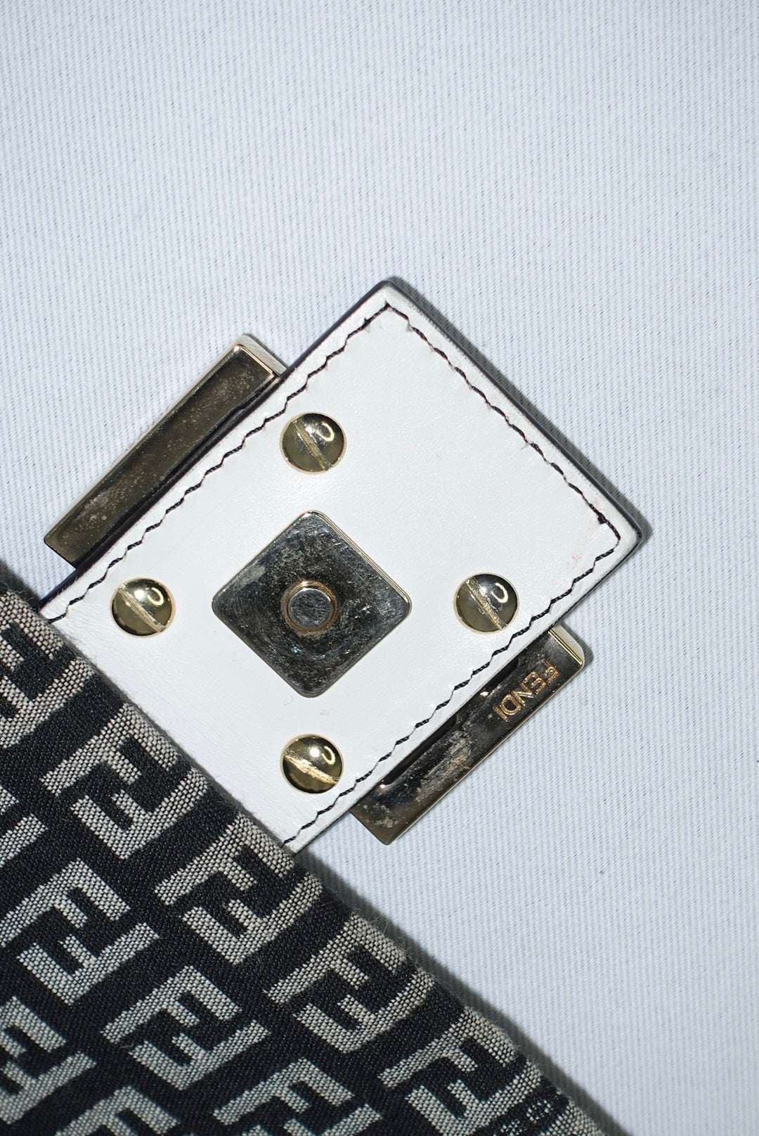 Fendi Mamma Baguette Zucchini B&W Canvas Monogram Vintage Bag