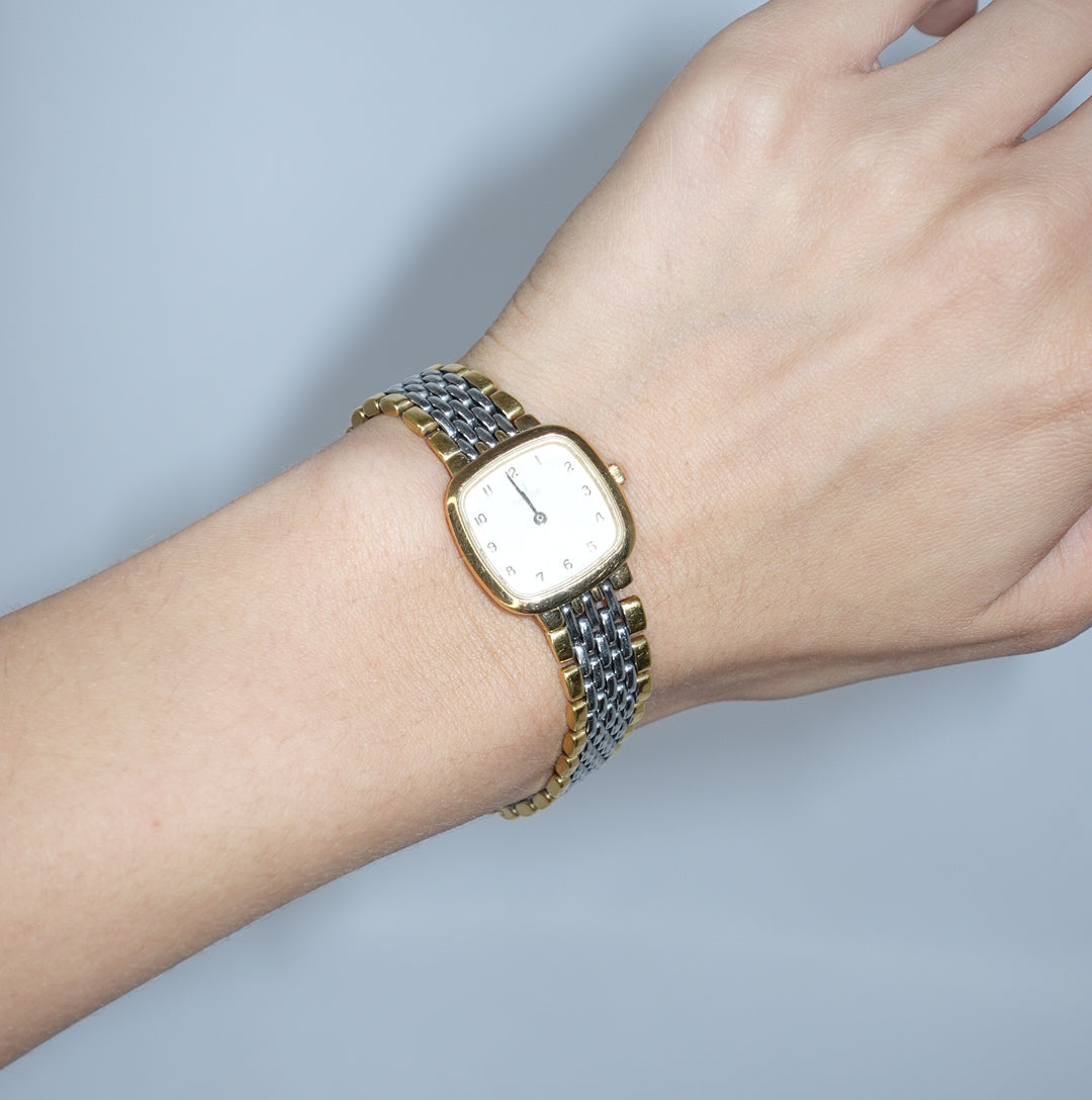     Omega De Ville Gold & Silver Square Watch with White Dial