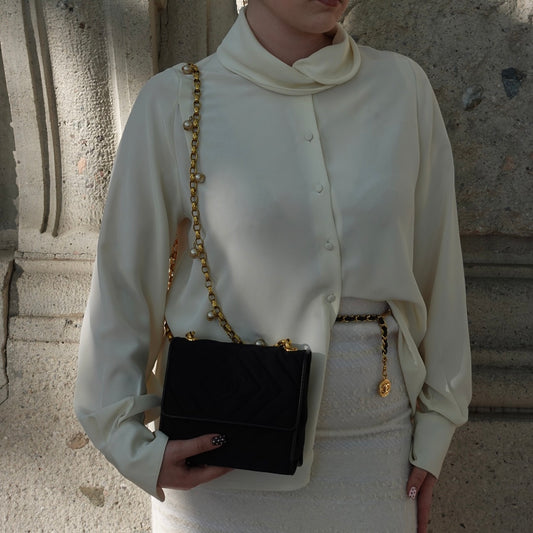 Cream Vintage Blouse with Collar