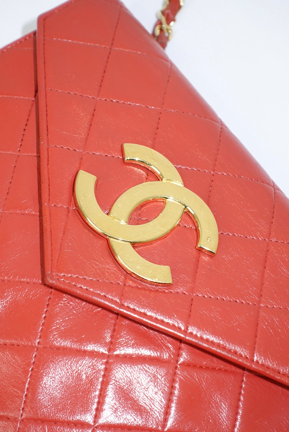 Chanel Vintage Camera Bag CC Logo Red Lambskin