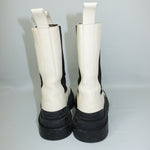 Bottega Veneta Two-Tone Tire Lug Chelsea Boot Cream Black Rubber Lug Sole