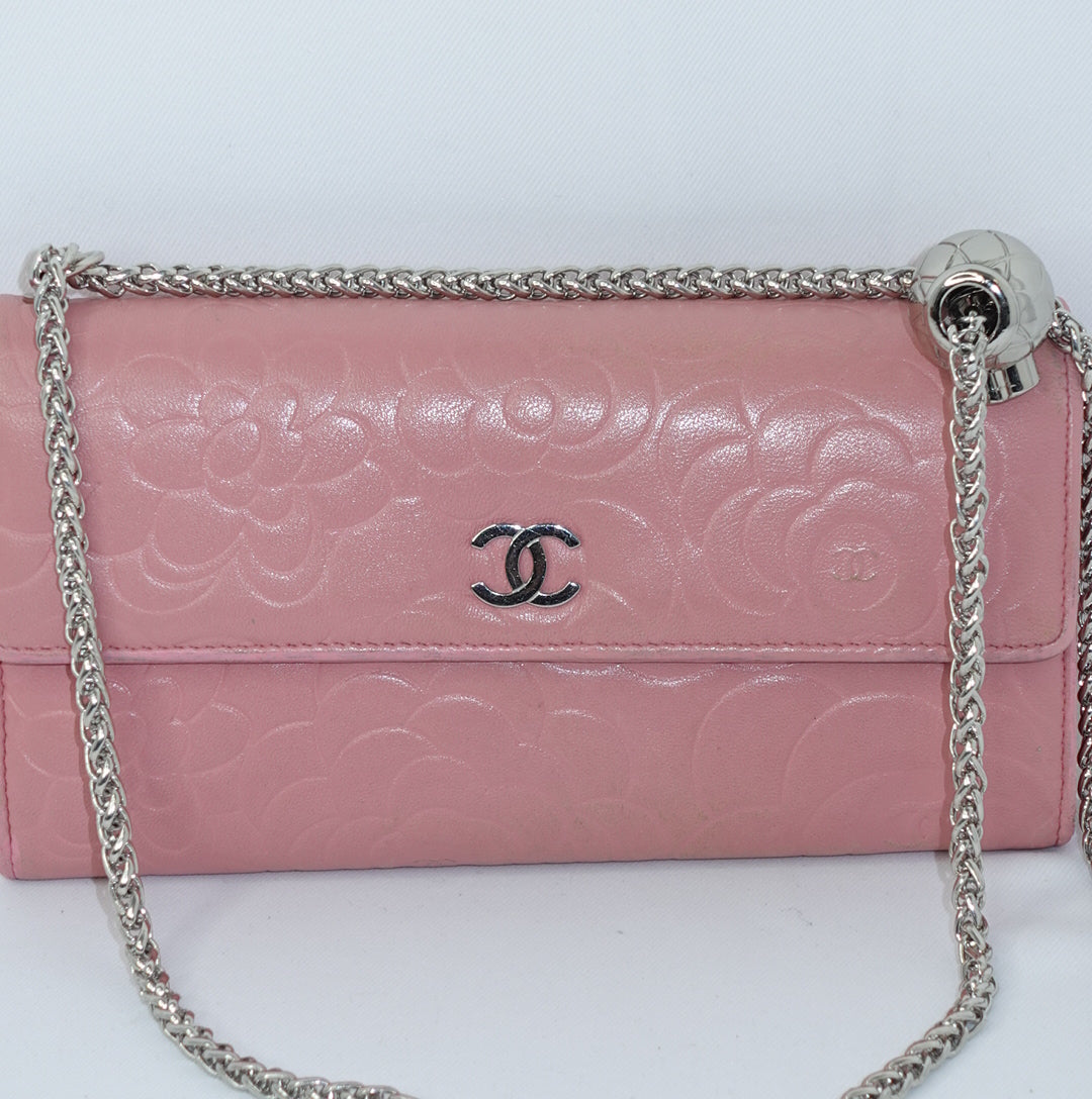 Chanel Pink Camelia Wallet w/Chain