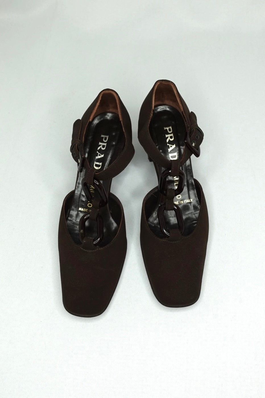 Vintage Prada Brown Tec. Fabric Pumps
