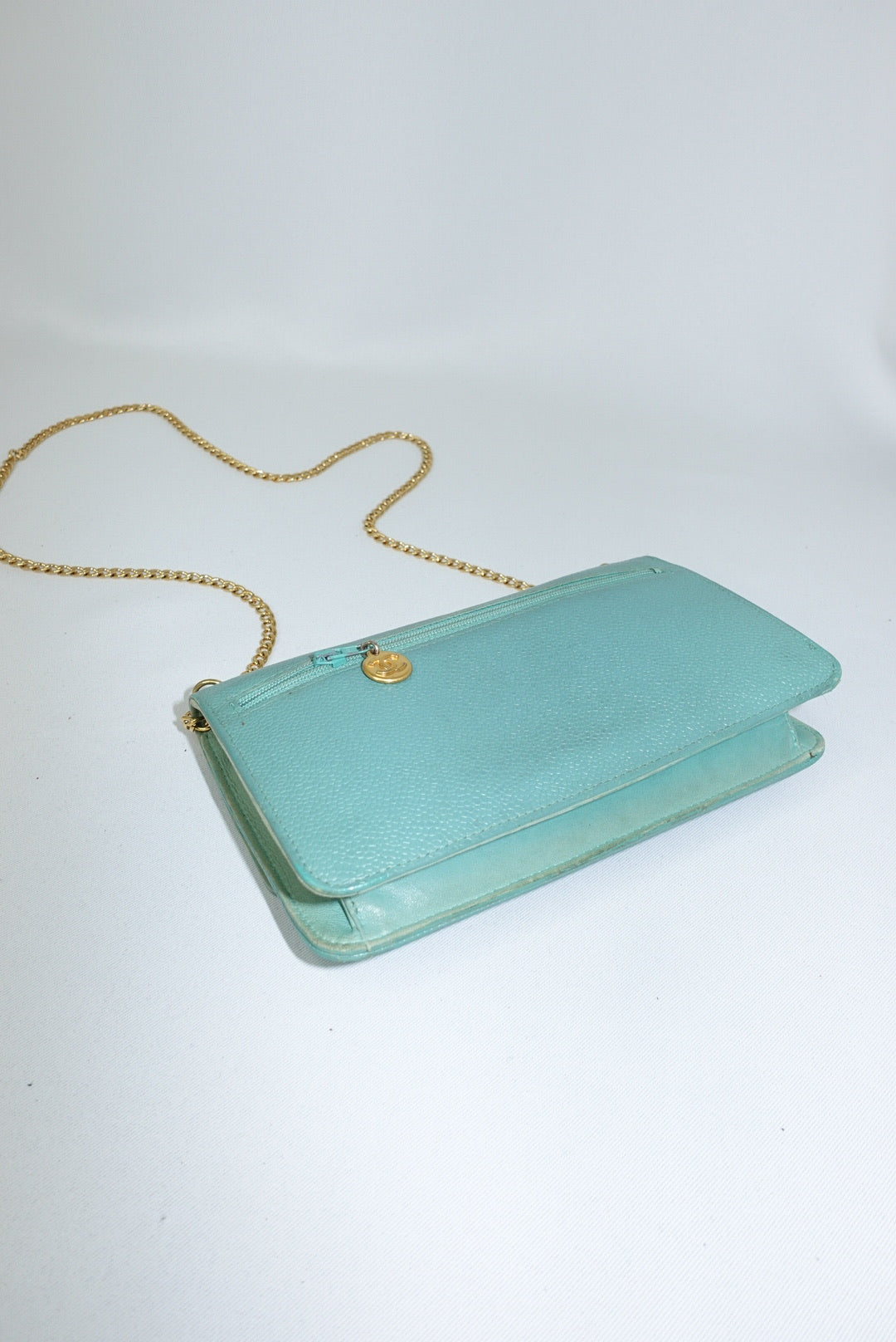 Chanel Re-Worked Flap W.O.C. Teal CC logo
