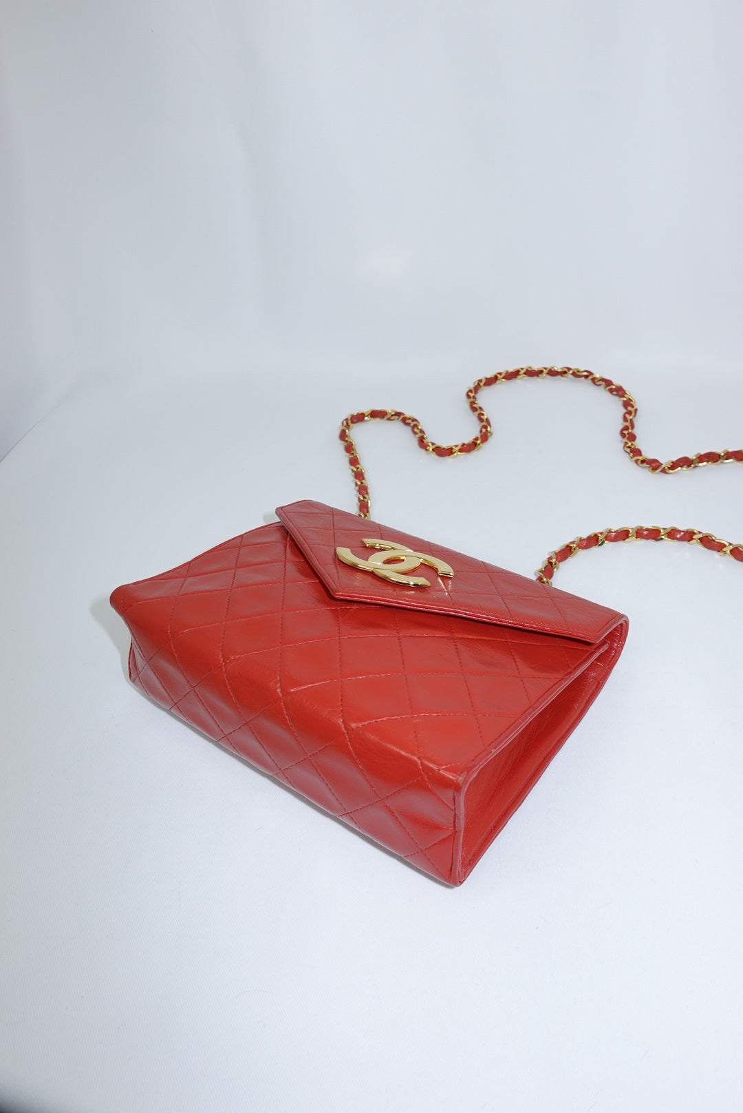 Chanel Vintage Camera Bag CC Logo Red Lambskin