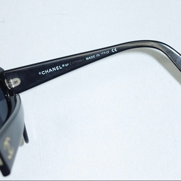 Chanel Black Y2K Sunglasses with Blue lenses