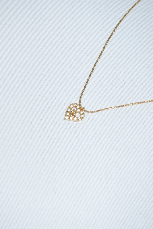 Christian Dior Gold Toned Vintage Heart Crystals Necklace