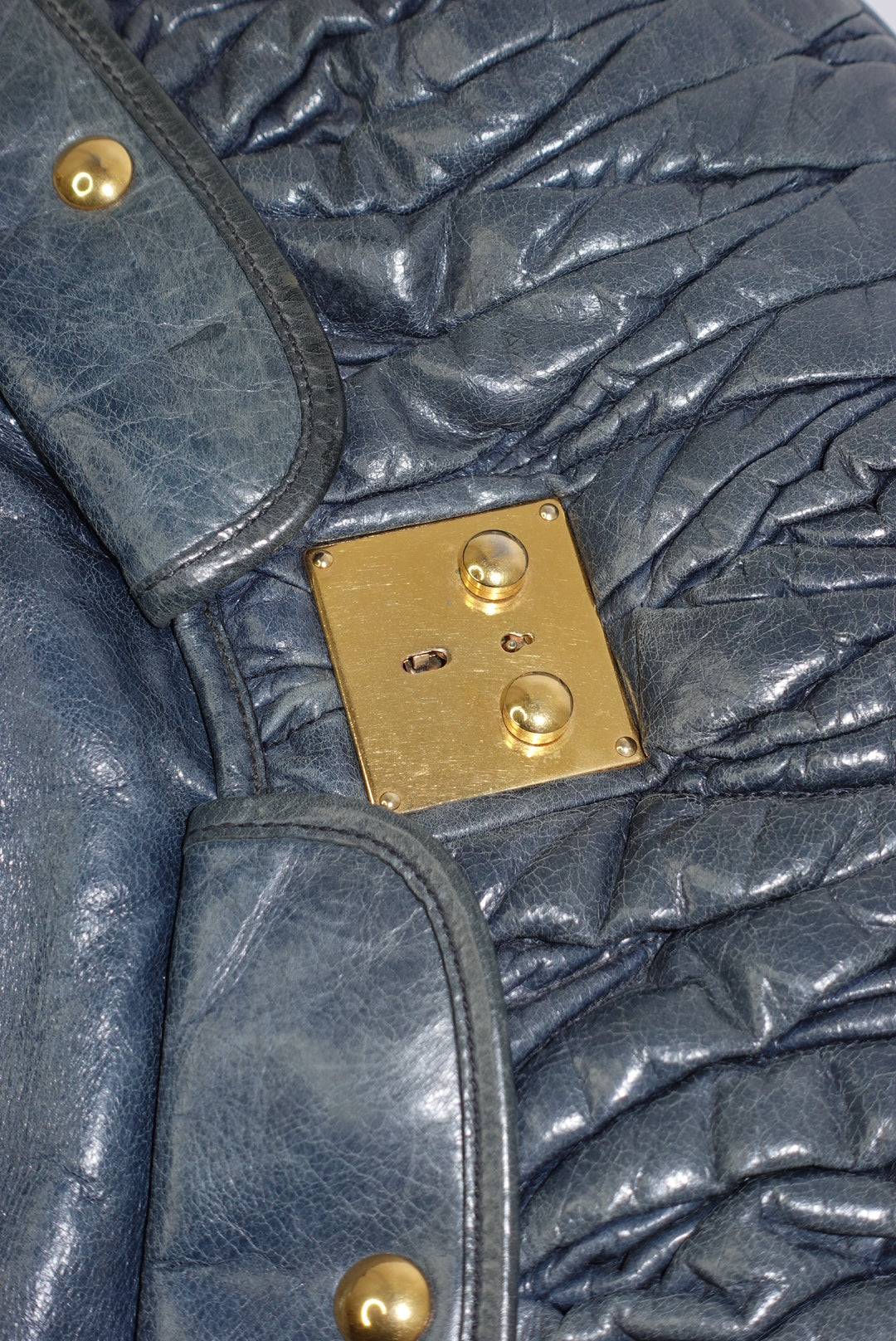 Miu Miu Steel Blue Coffer Shoulder Bag