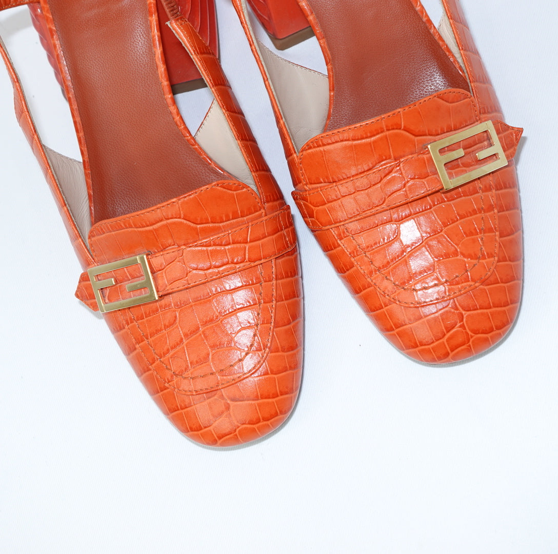 Fendi Orange Mule Heels