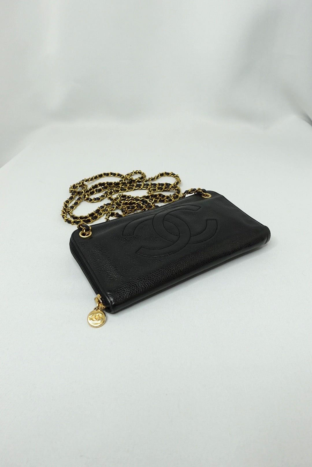 012. Chanel Re-Worked Zip Vintage W.O.C CC Logo Big