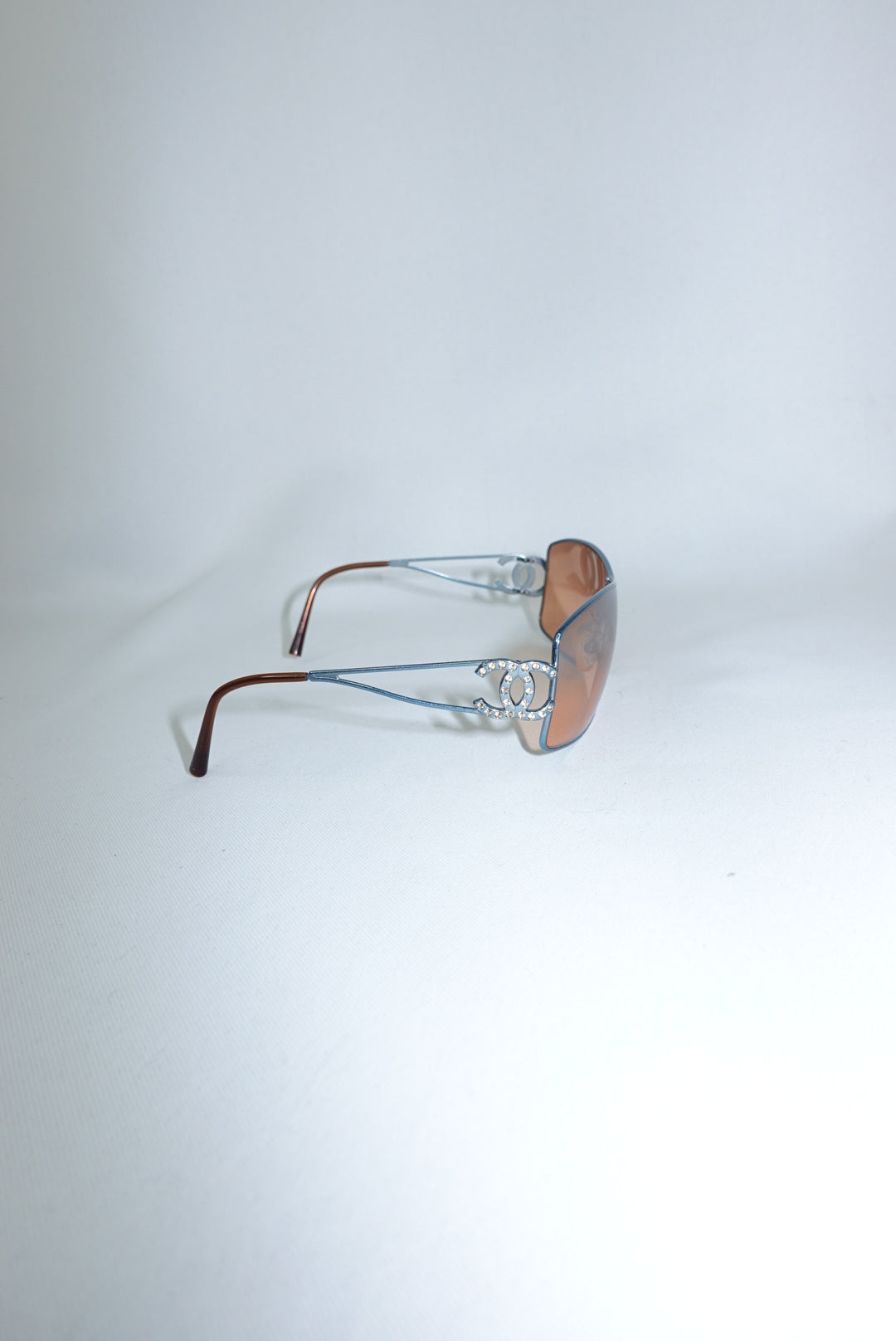 Chanel Y2K Vintage Sunglasses CC Crystal blue frame