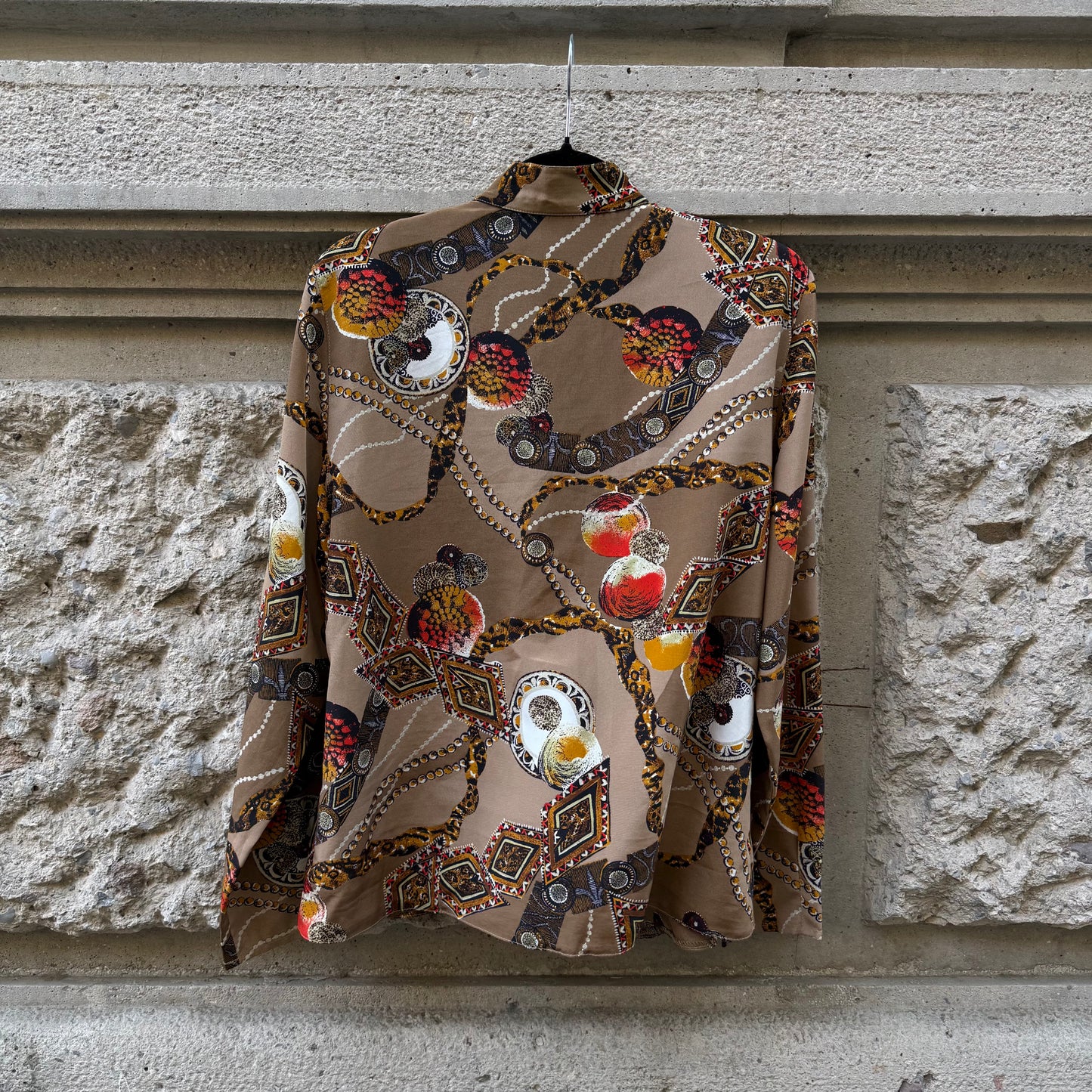 Light Brown Printed Shirt and Skirt Set