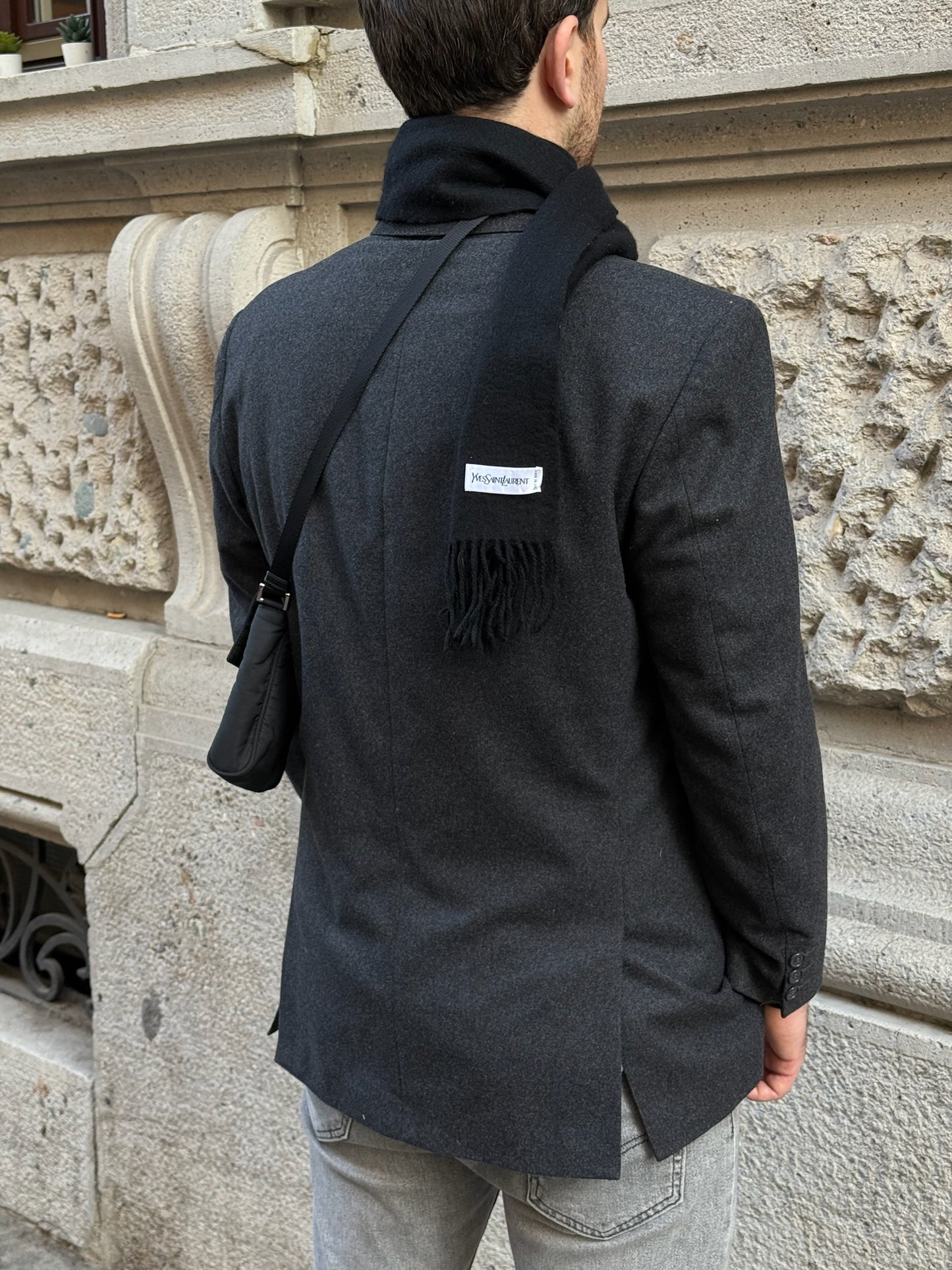 Yves Saint Laurent Black Wool Scarf