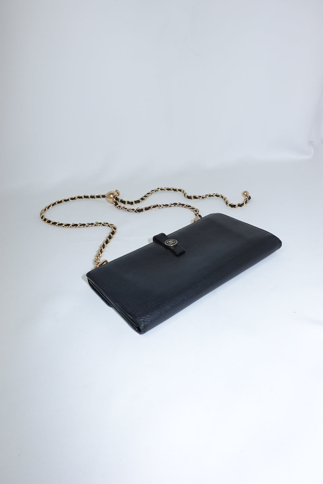 Chanel Re-Worked Black Caviar Double Sided W.O.C round logo