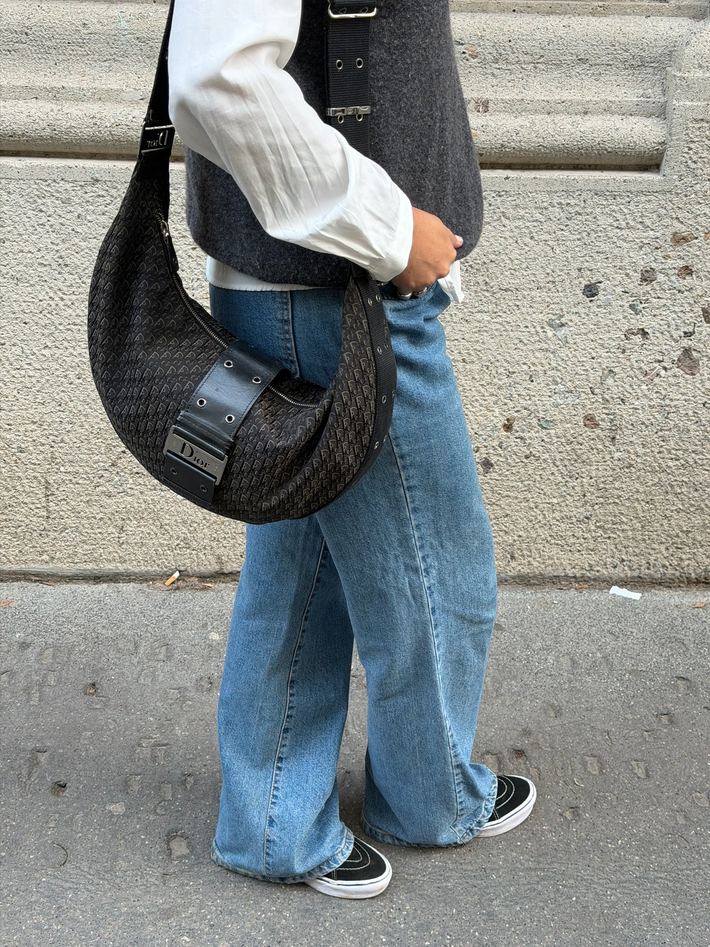 Christian Dior Vintage Hobo Monogram Black Bag