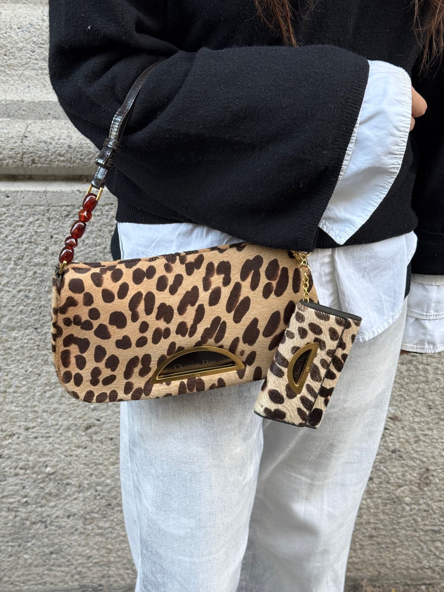 Christian Dior Malice Cheetah Ponyhair Shoulder Bag