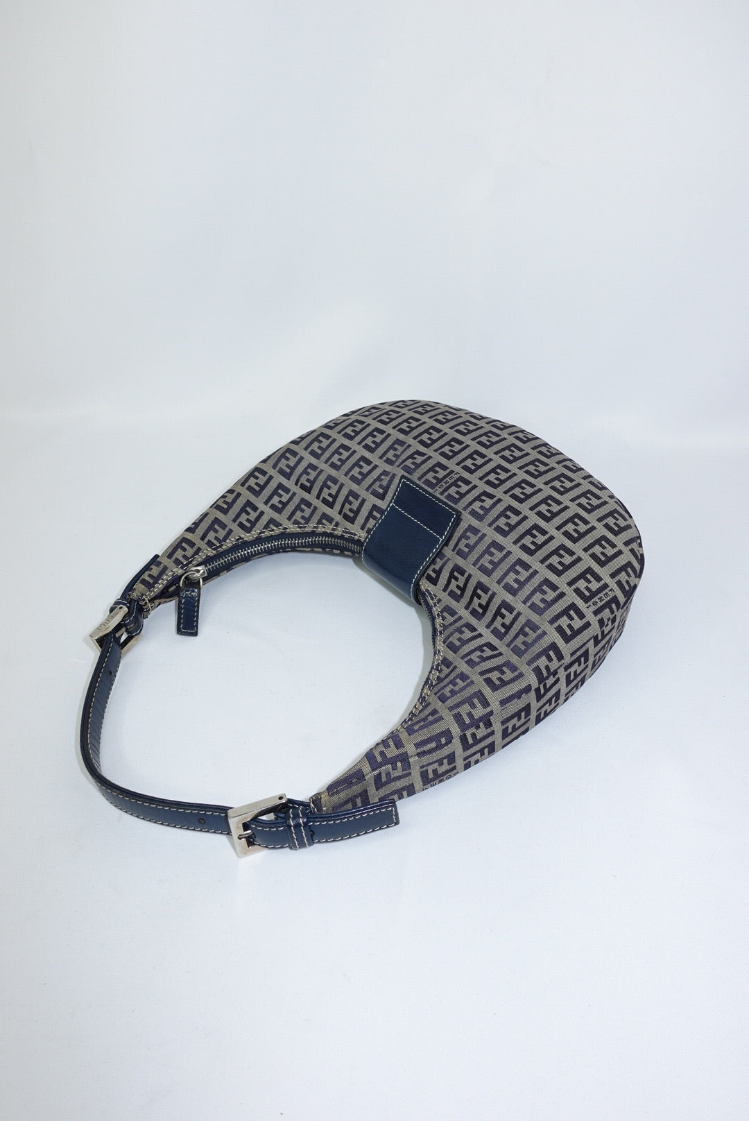 Fendi FF Zucchini Vintage Brown Canvas Vintage Croissant Bag