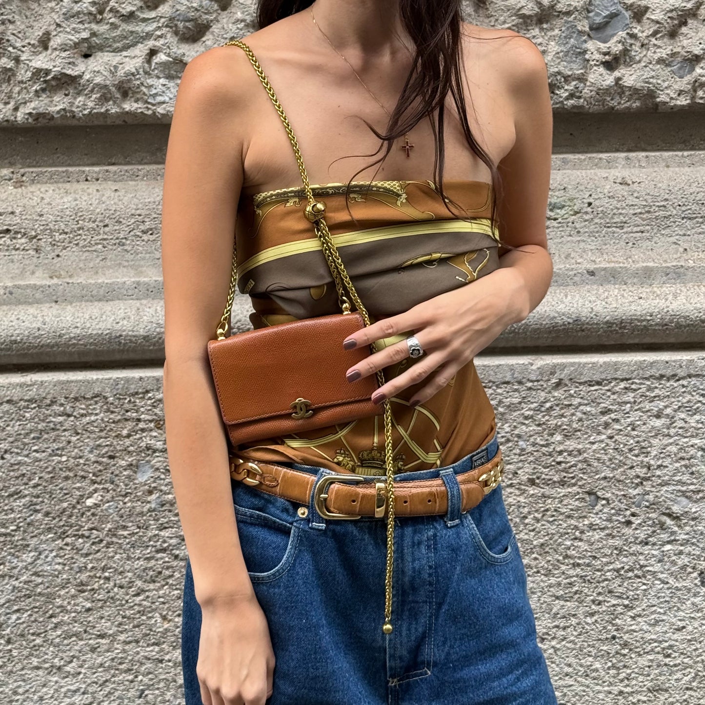Chanel Caramel Wallet w/Chain