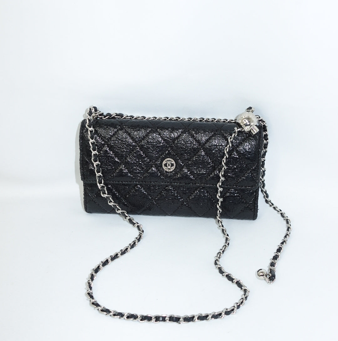 Chanel Re worked Black textured Wallet with Chain