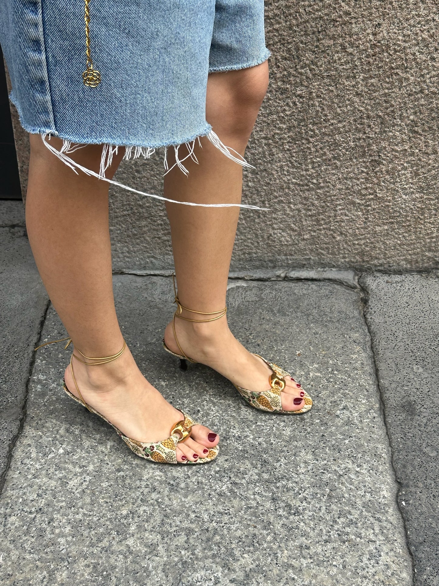 Gucci Pineapple Print Canvas Mules