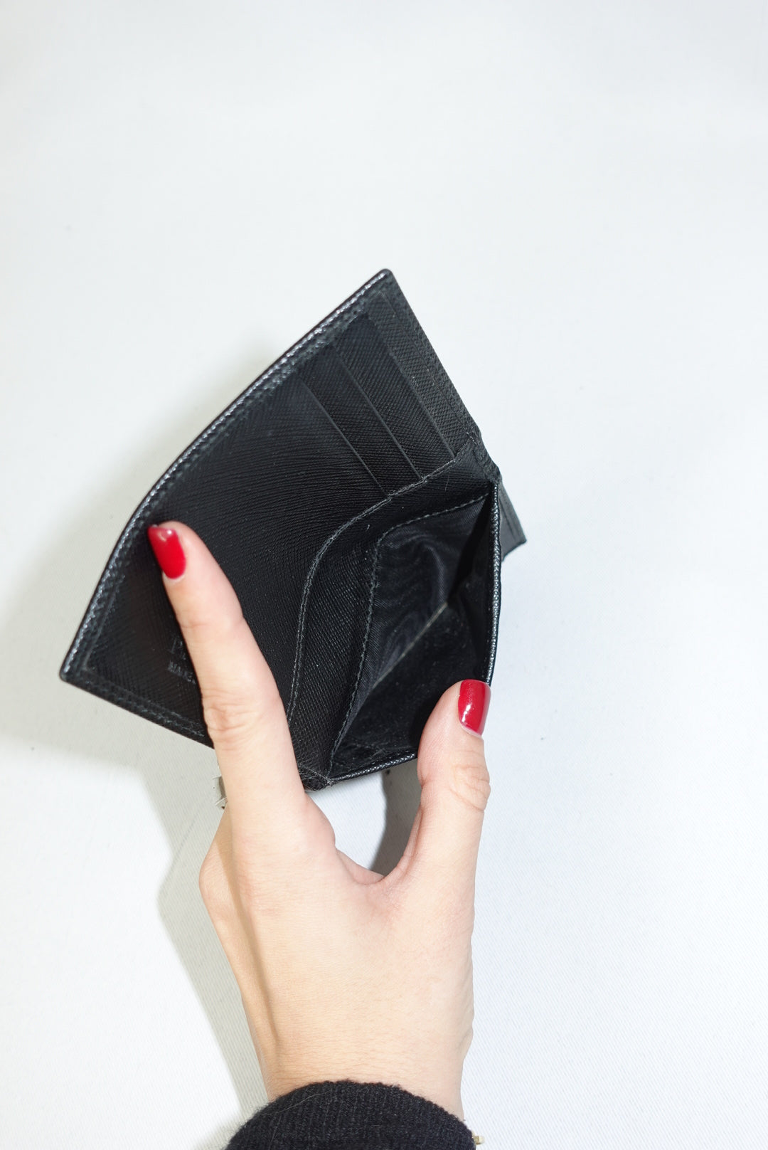 Prada Black Leather Logo Card Holder w/ Box