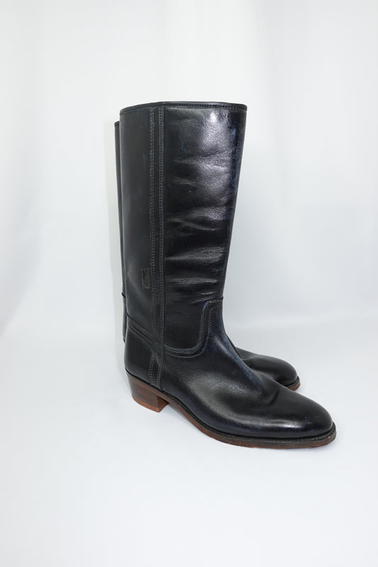 Vintage Mid Calf Black Boots 42