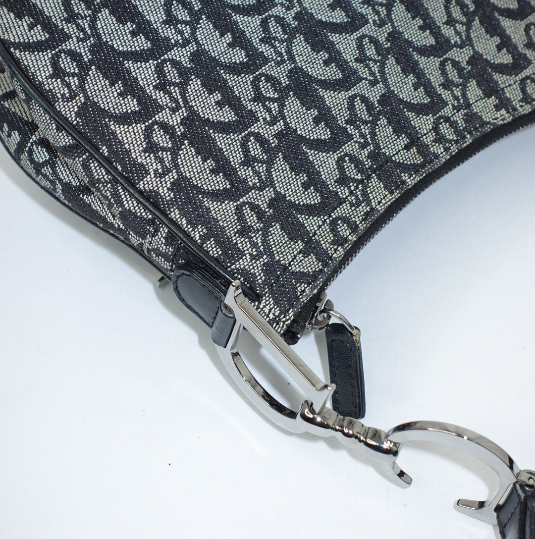 Dior Saddle Flap Monogram Canvas Shoulder Bag