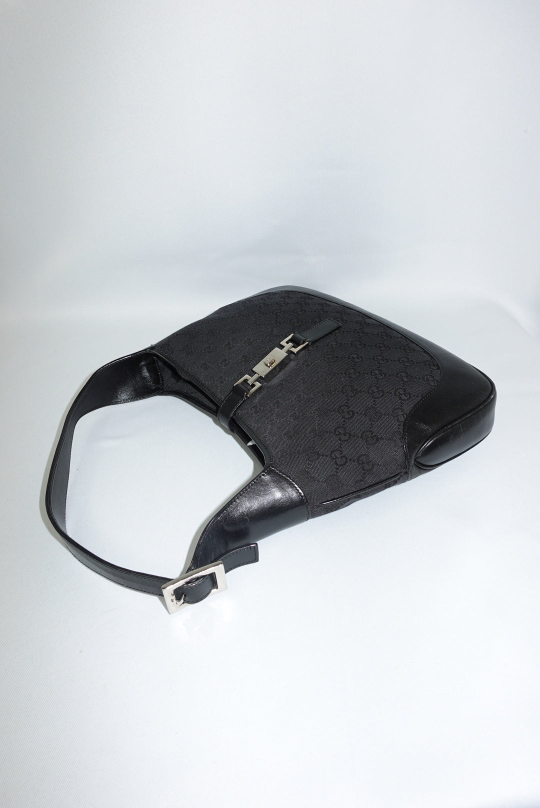 Gucci Vintage Jackie Black Shoulder Bag Silver Hardware Tom Ford Era 2002