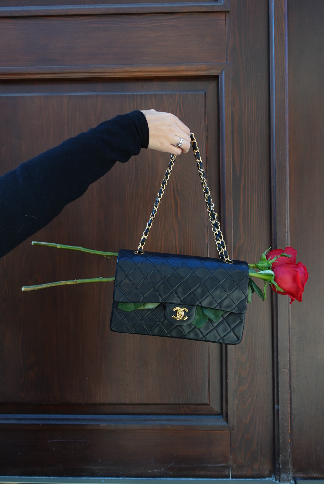 Chanel Vintage Timeless Classic Small 23 Double Flap Nero Agnello SET COMPLETO