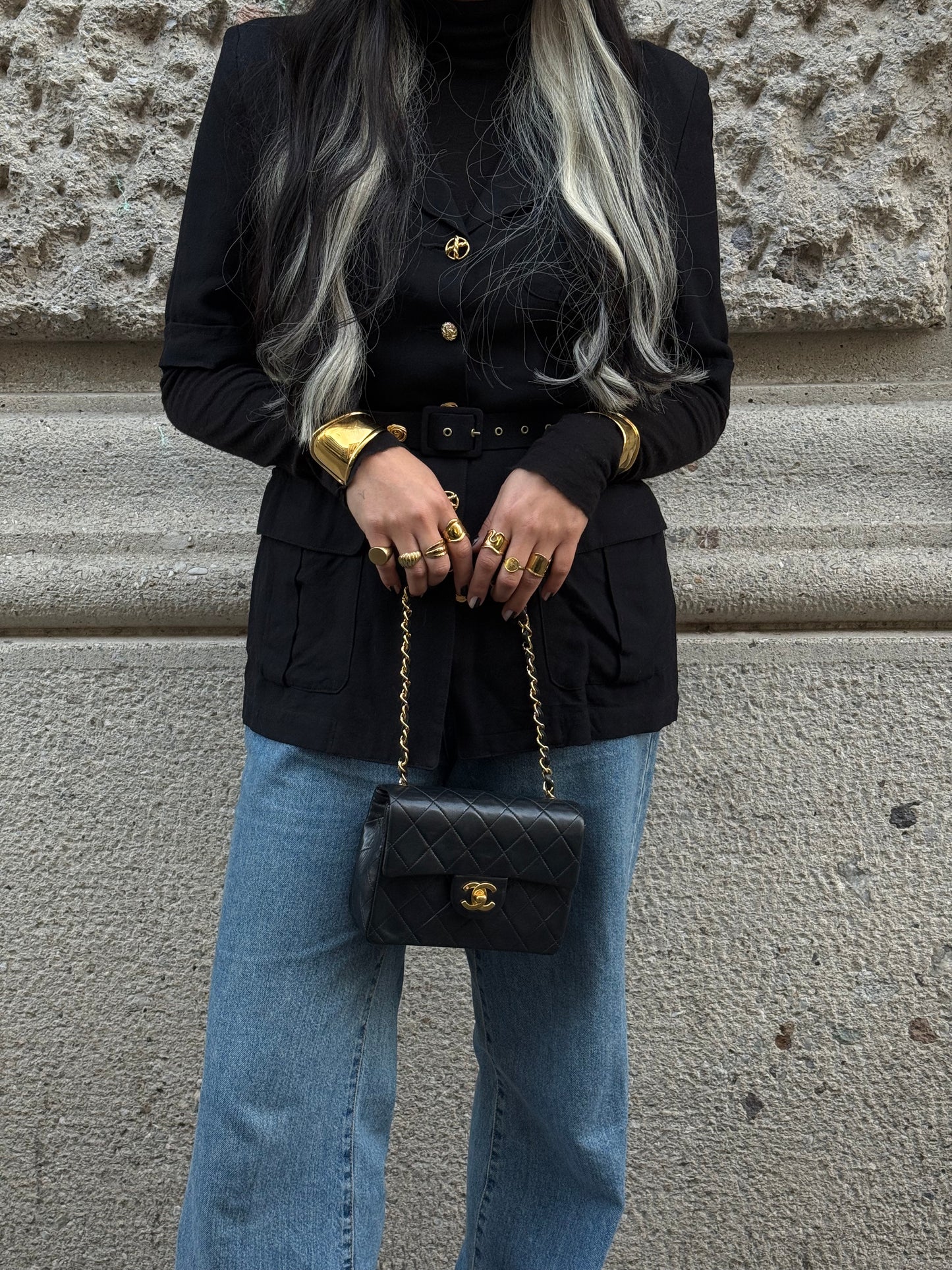 Chanel Classic Timeless Mini Square Bag in Black Quilted Lambskin – Full Set