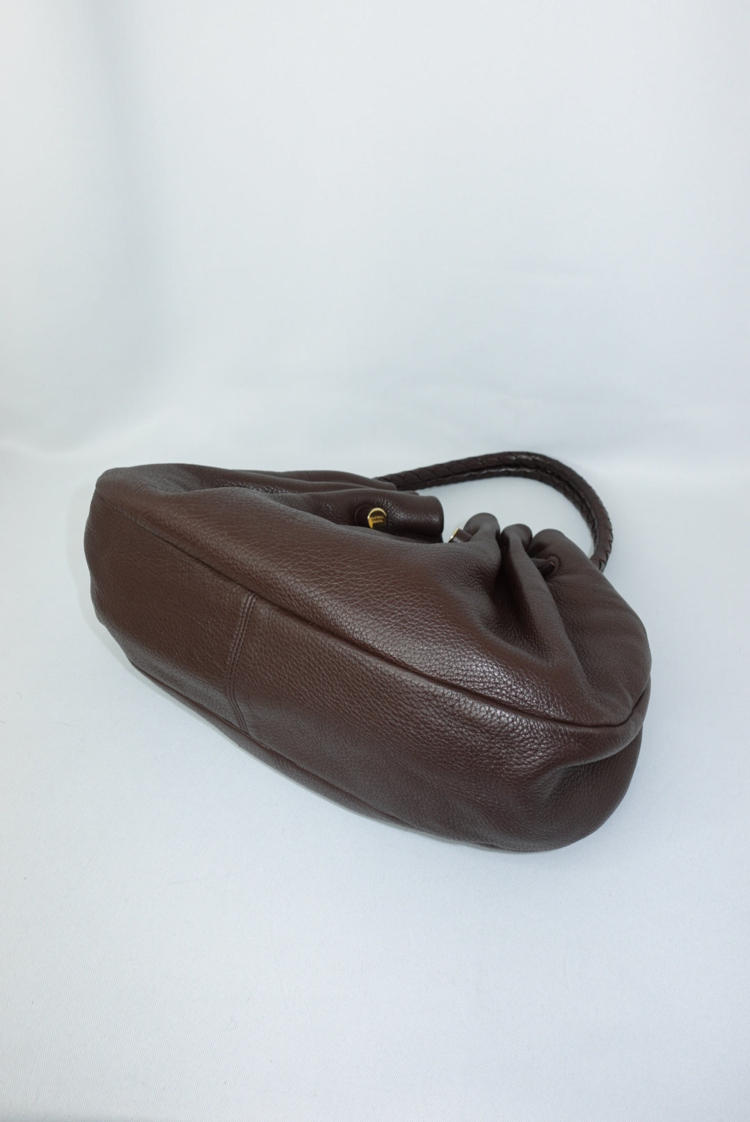 Bottega Veneta Vintage Brown Leather Hobo Bag with Gold-Tone Hardware