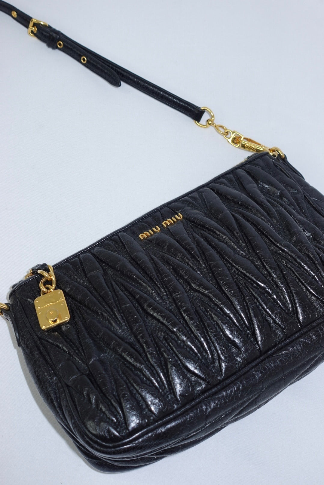 Miu Miu Vintage Wander Matelassé Black Bag w/ Charm