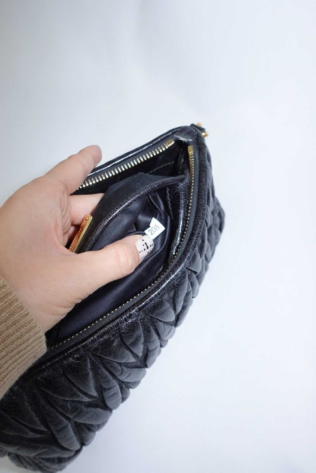 Miu Miu Vintage Wander Matelassé Black Bag w/ Charm