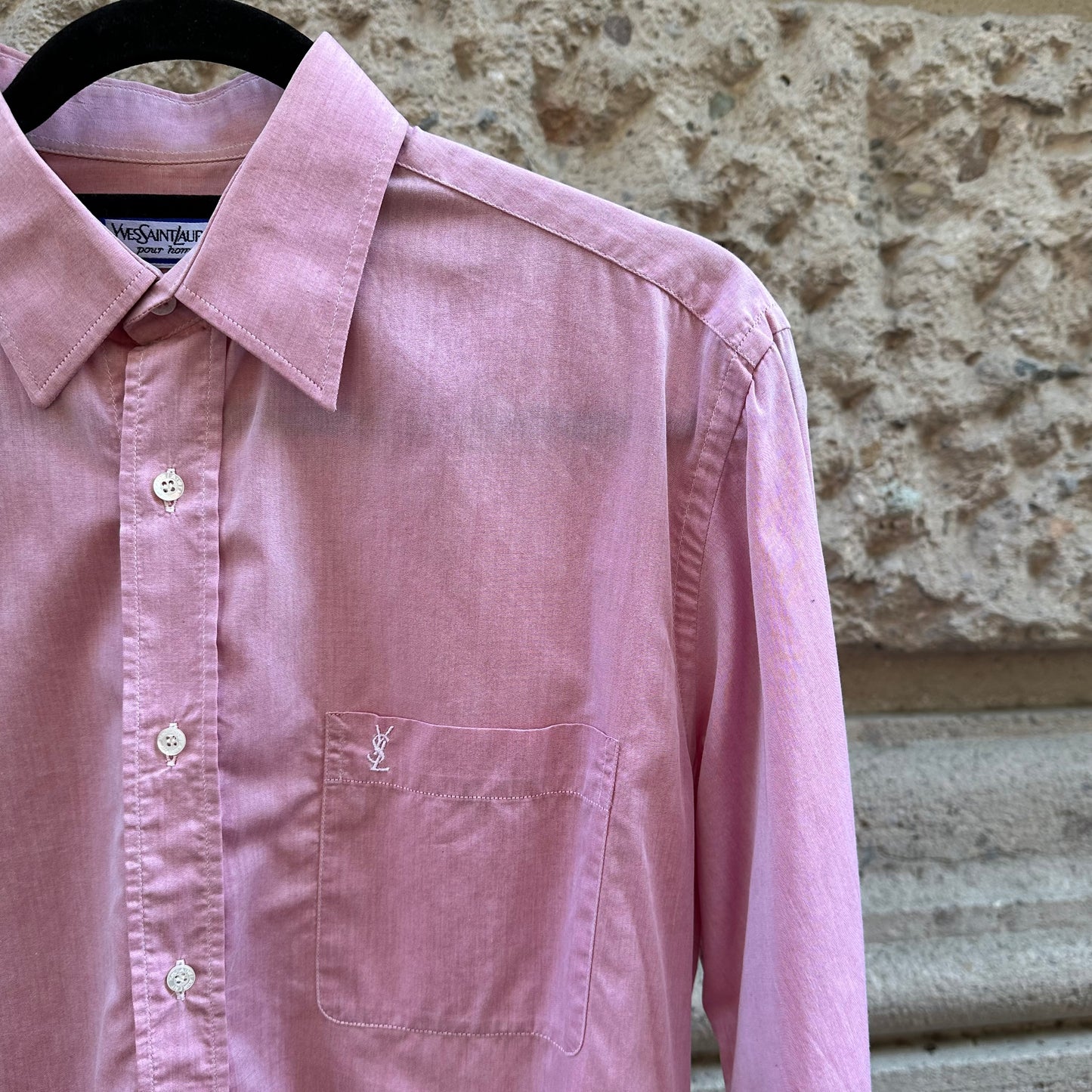 YSL Vintage Pink Shirt Bold Color Button Down