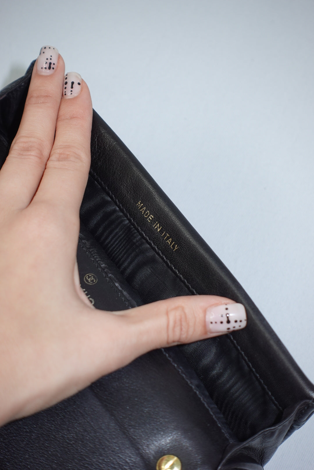 Chanel Re-Worked Vintage Long Flap Wallet With Chain Black Caviar CC logo