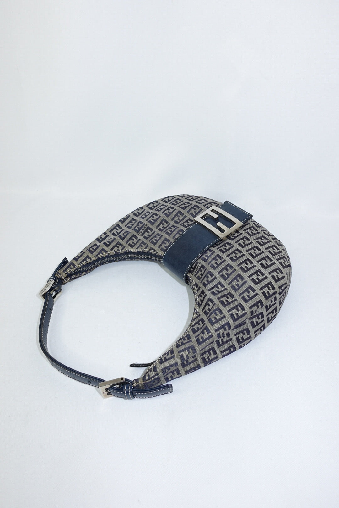 Fendi FF Zucchini Vintage Brown Canvas Vintage Croissant Bag