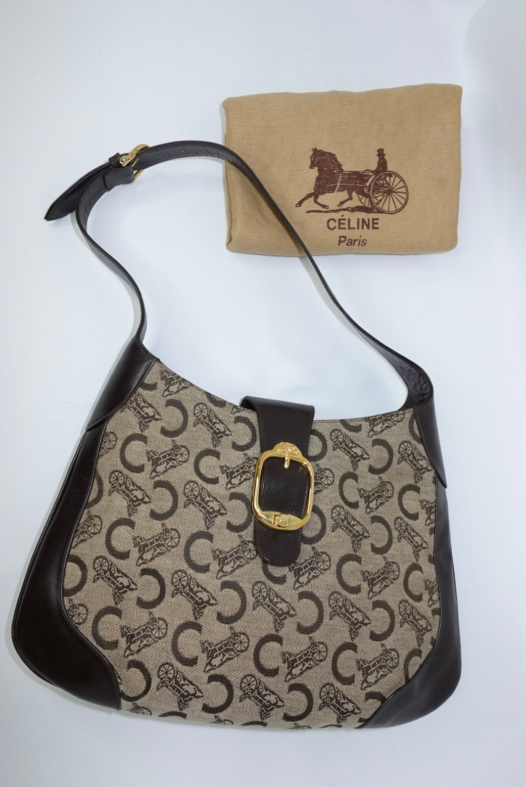 Cèline Vintage Monogram Canvas and Leather Brown Vintage Bag