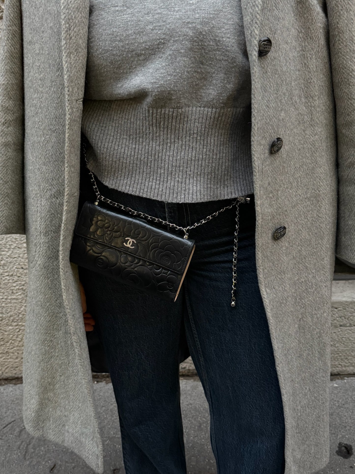 Chanel Re-Worked Flap Vintage Camellia Limited Edition Wallet with Chain