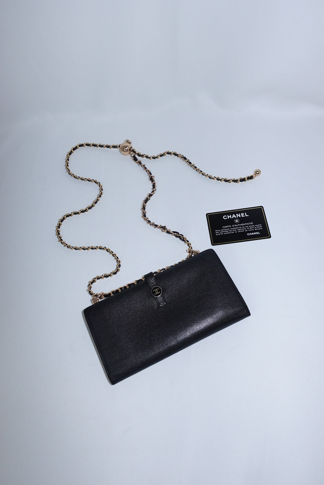 Chanel Re-Worked Black Caviar Double Sided W.O.C round logo