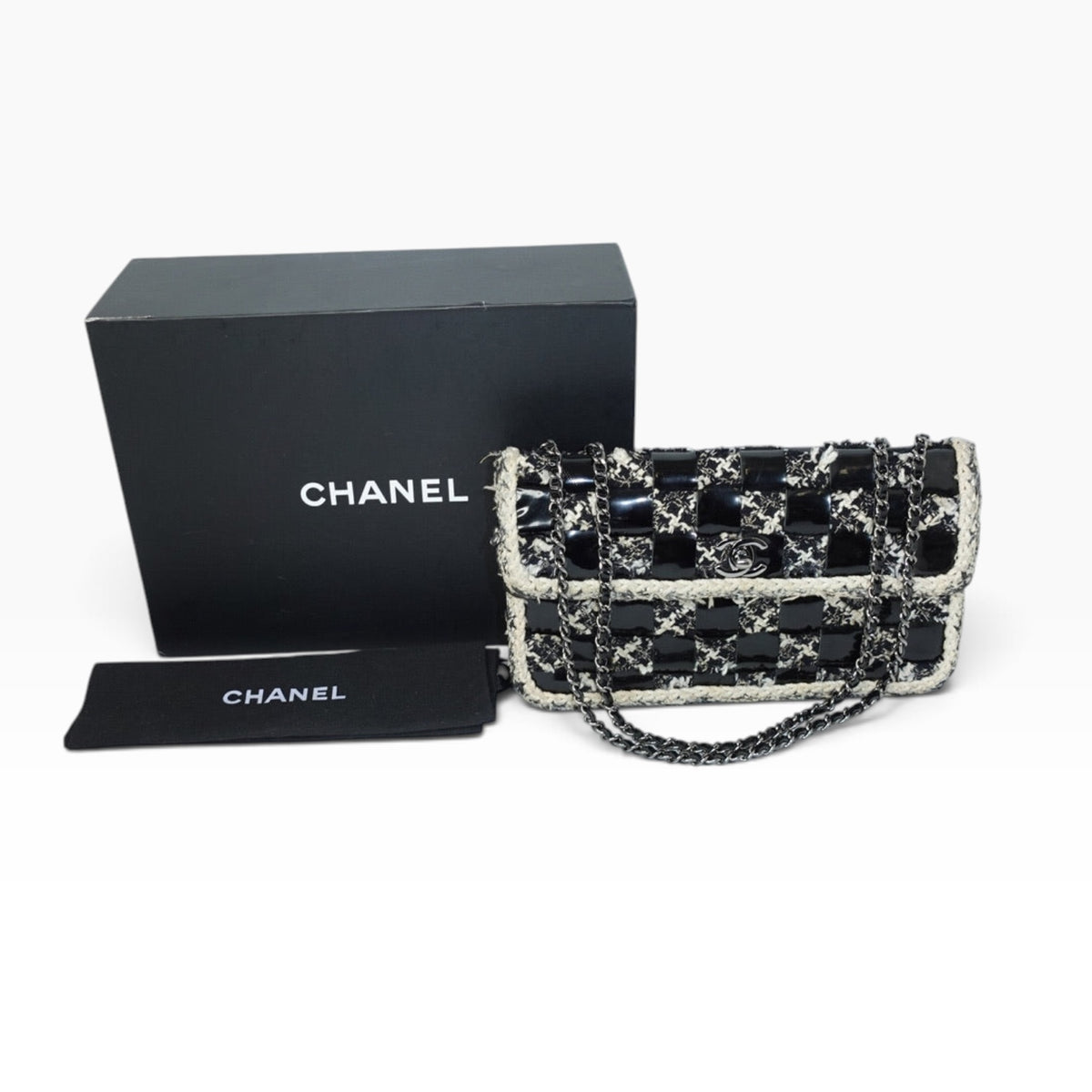 Chanel Chessboard Patent and Tweed Flap Bag 2004/2005