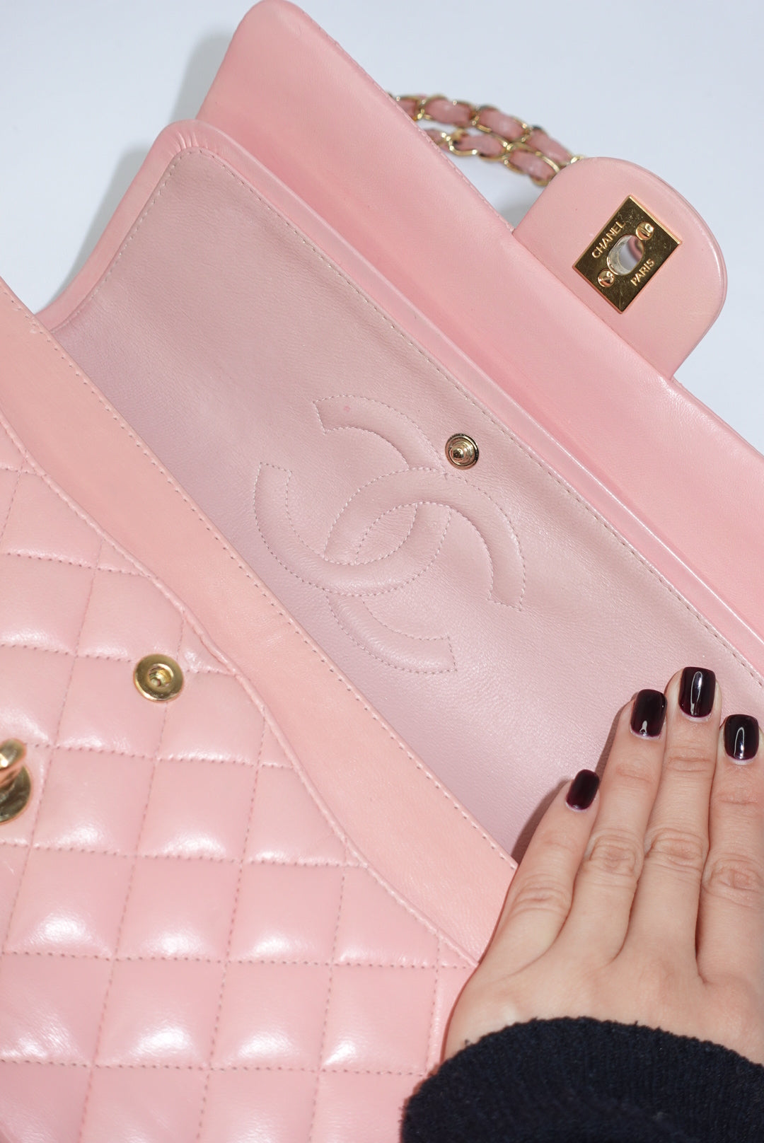 Chanel Vintage Timeless Classic 23 Double Flap Bubblegum Pink