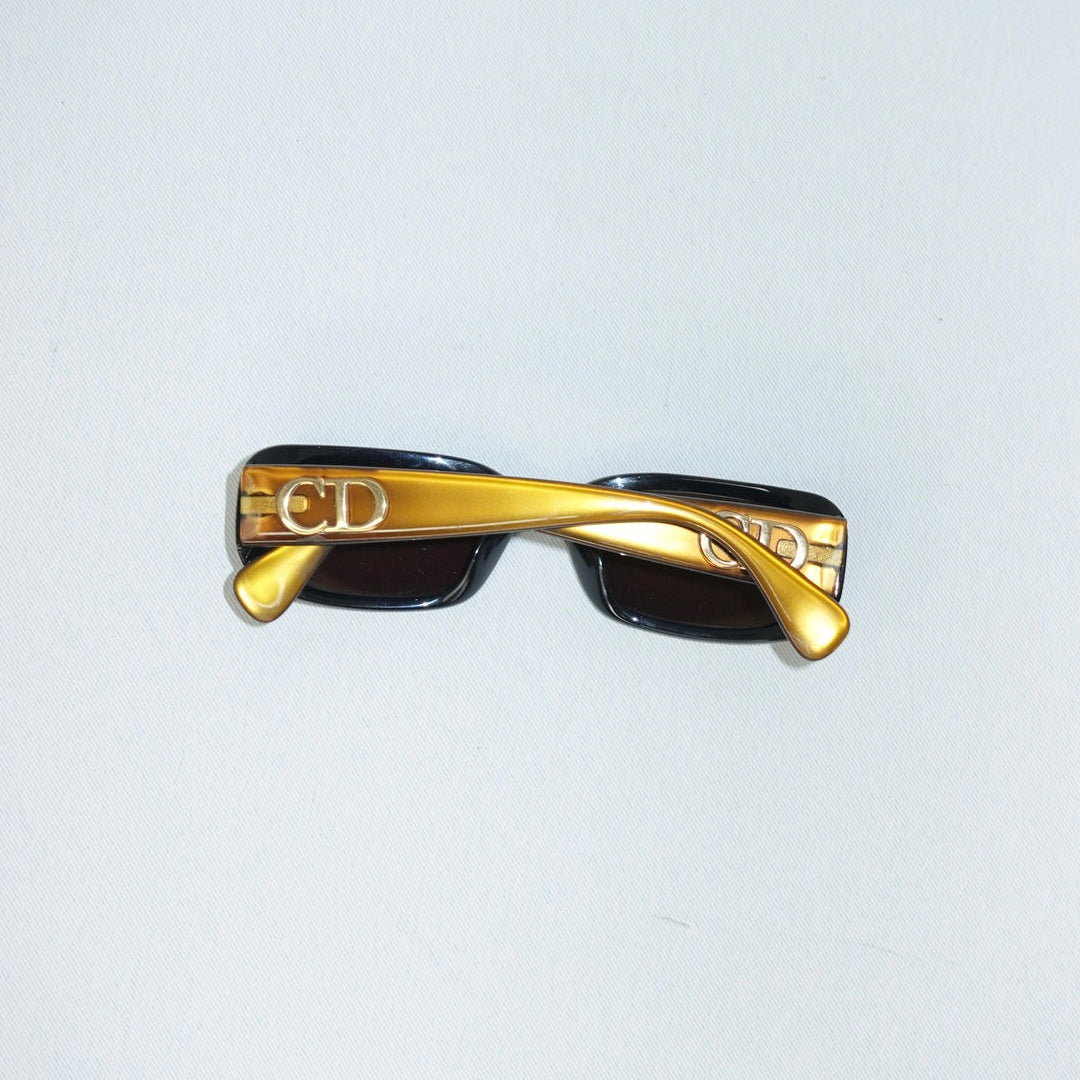 Occhiali da sole vintage marroni e gialli Christian Dior