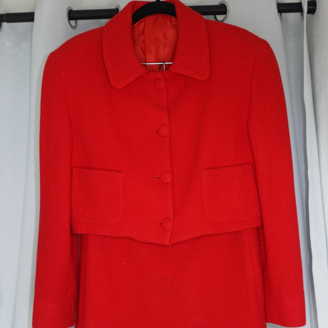 Vintage Bright Red Skirt Set