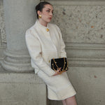 Cream Wool Skirt Set – 100% Wool Jacket and Skirt