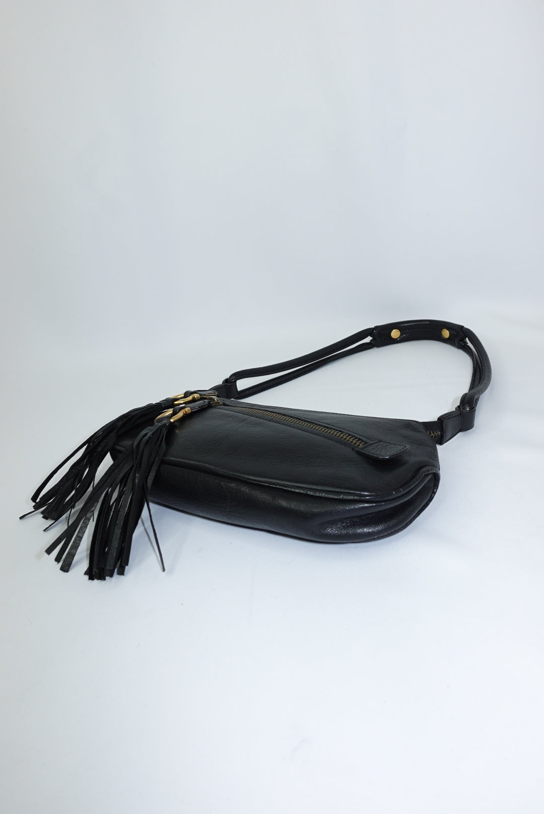 Ferragamo Black Fringe Vintage Shoulder Bag