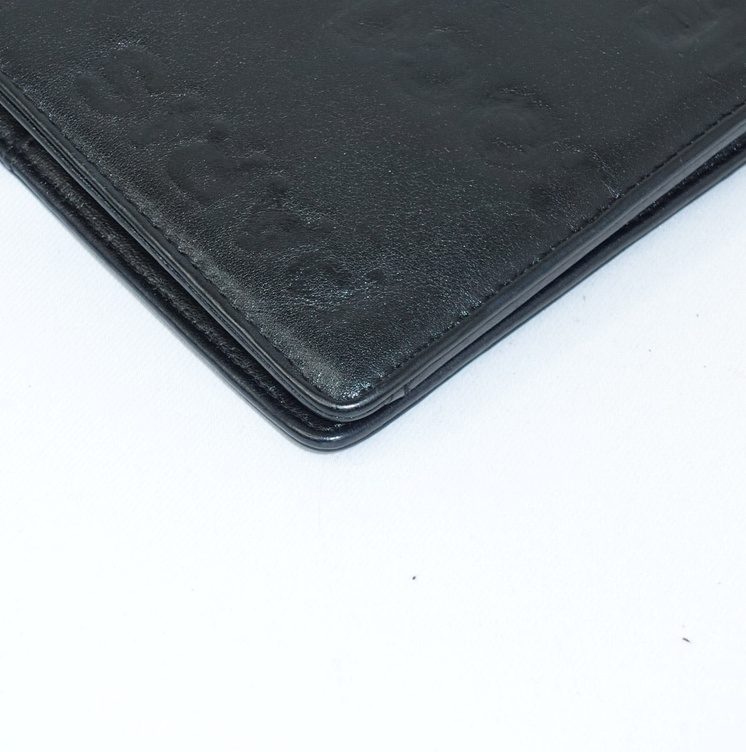 Chanel Black Leather CC Logo Long Wallet