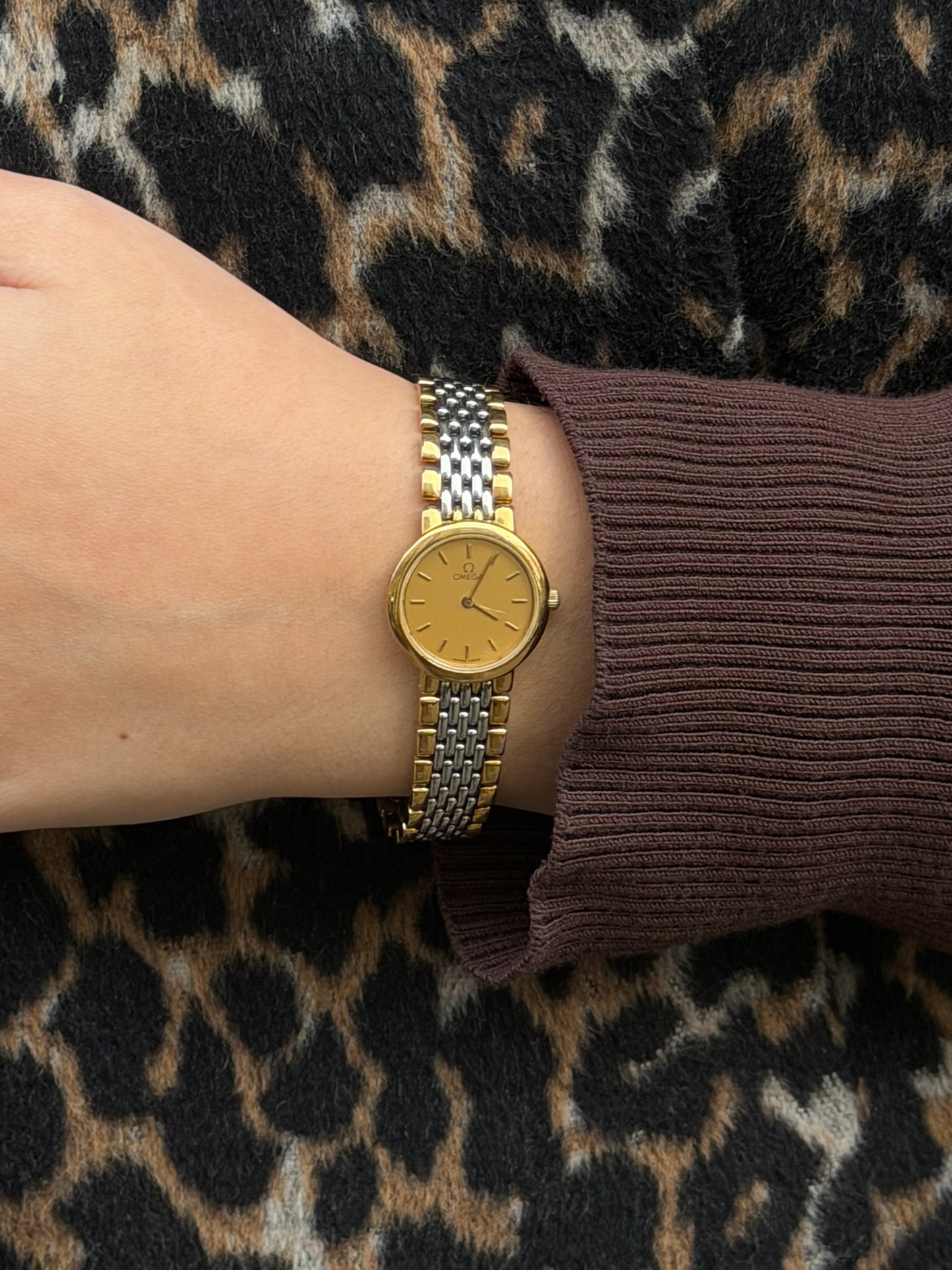 Omega De Ville Round Small Dial Vintage Duo Toned Gold and Silver Watch