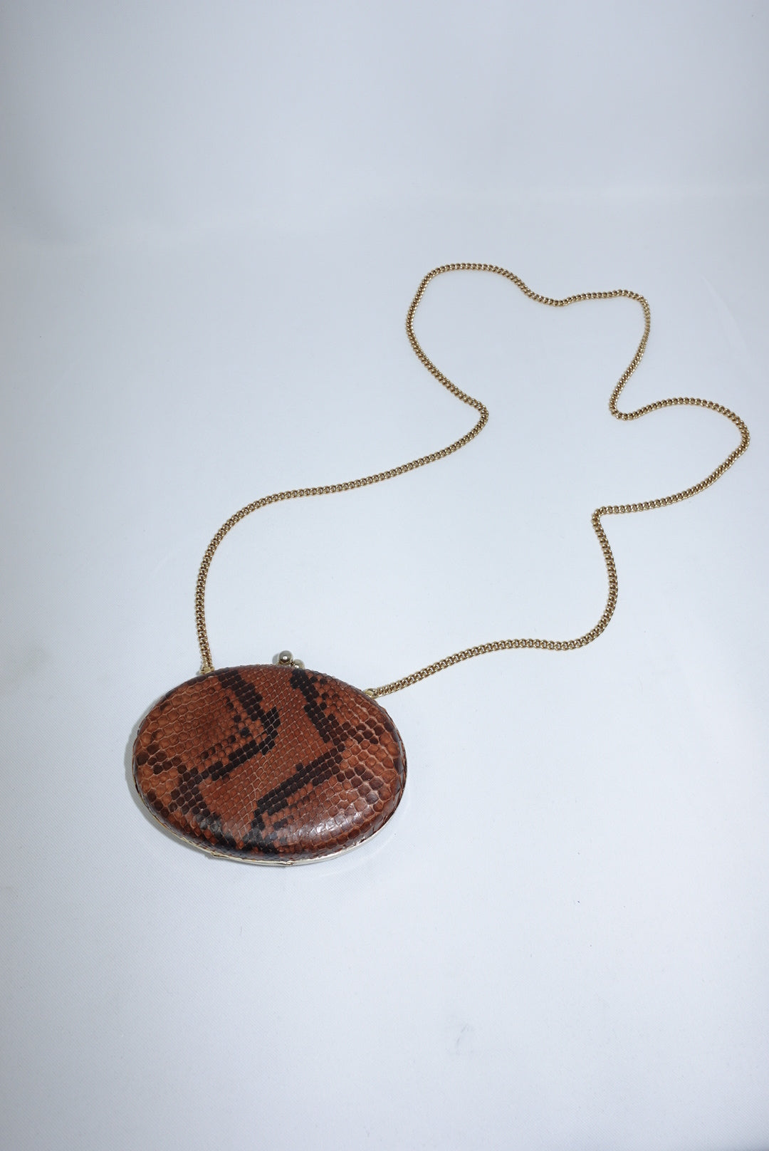 Dolce & Gabbana Snake Print Mini Rusty Brown Crossbody Clutch