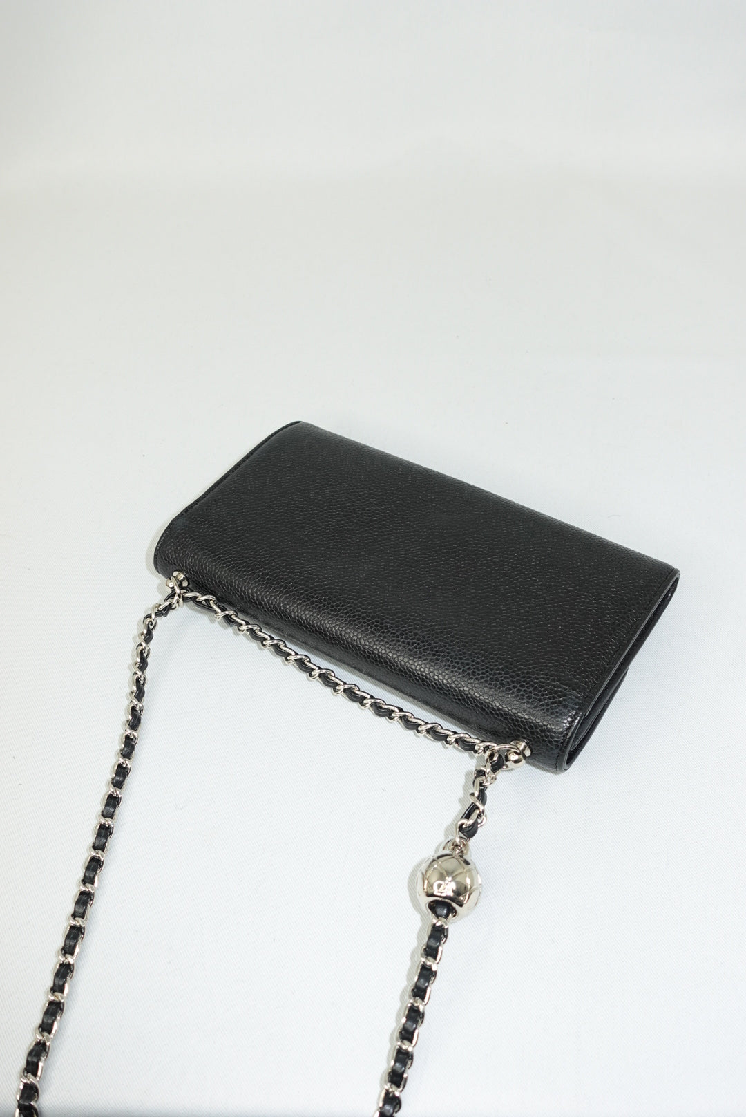 Chanel Re-Worked Flap Long Wallet With Chain Black Embossed CC logo