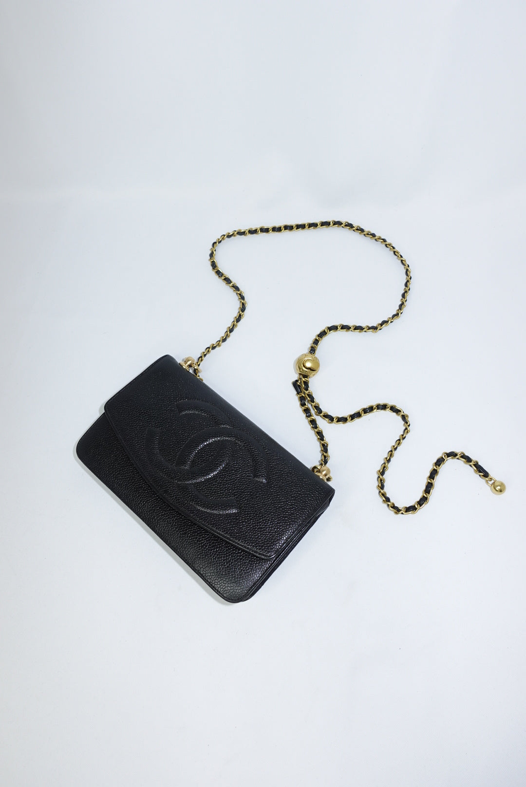 Chanel Re-Worked Vintage Flap W.O.C. Black Caviar CC logo